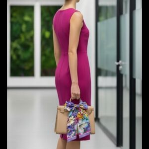 Vtg Jacqueline Ferrar 100% Silk Scarf • Japan • Bold Floral Purple Teal 80s 90s